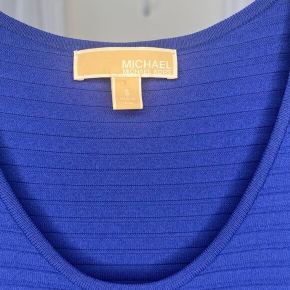 Michael Kors Sleeveless Tank Sweater Dress Pleated Hem Ladies Size SMALL Blue - Picture 5 of 8